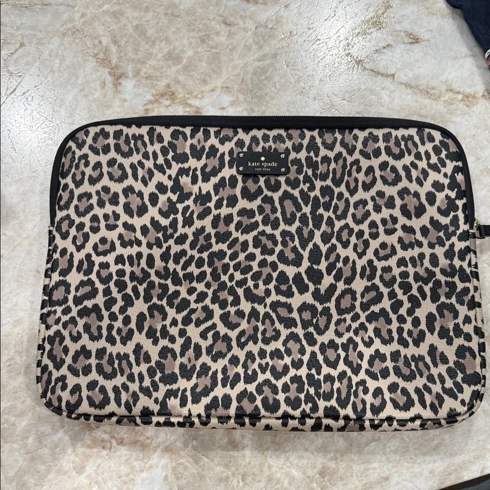 Kate Spade Black and Tan Animal Print Sleeve
